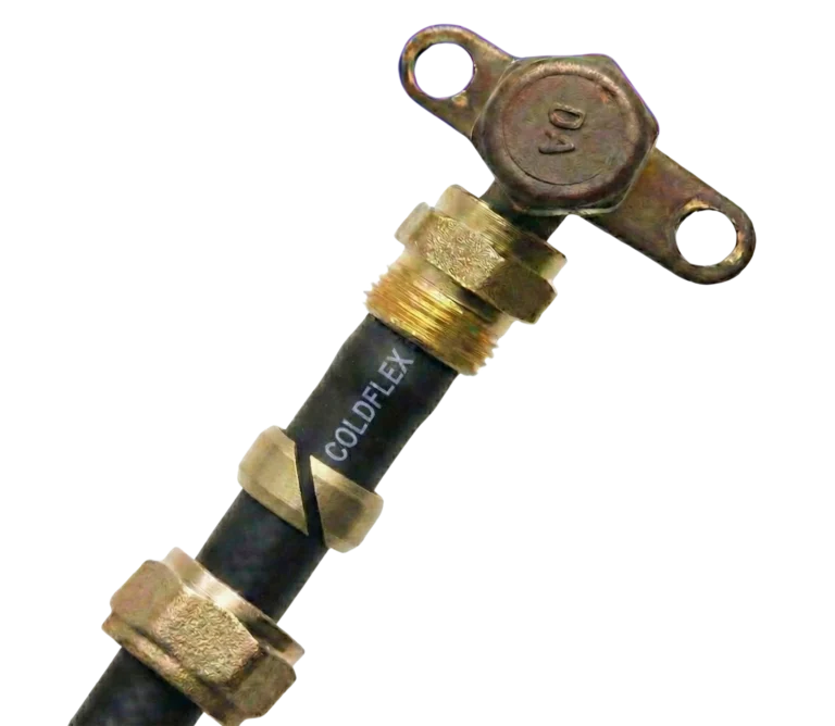 manguera Coldflex con adaptador de rosca mas tuercas de ajuste